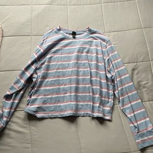 Blue pink and white wild fable crop top long sleeve